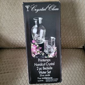 Handcut crystal 2 pc Bedside water set